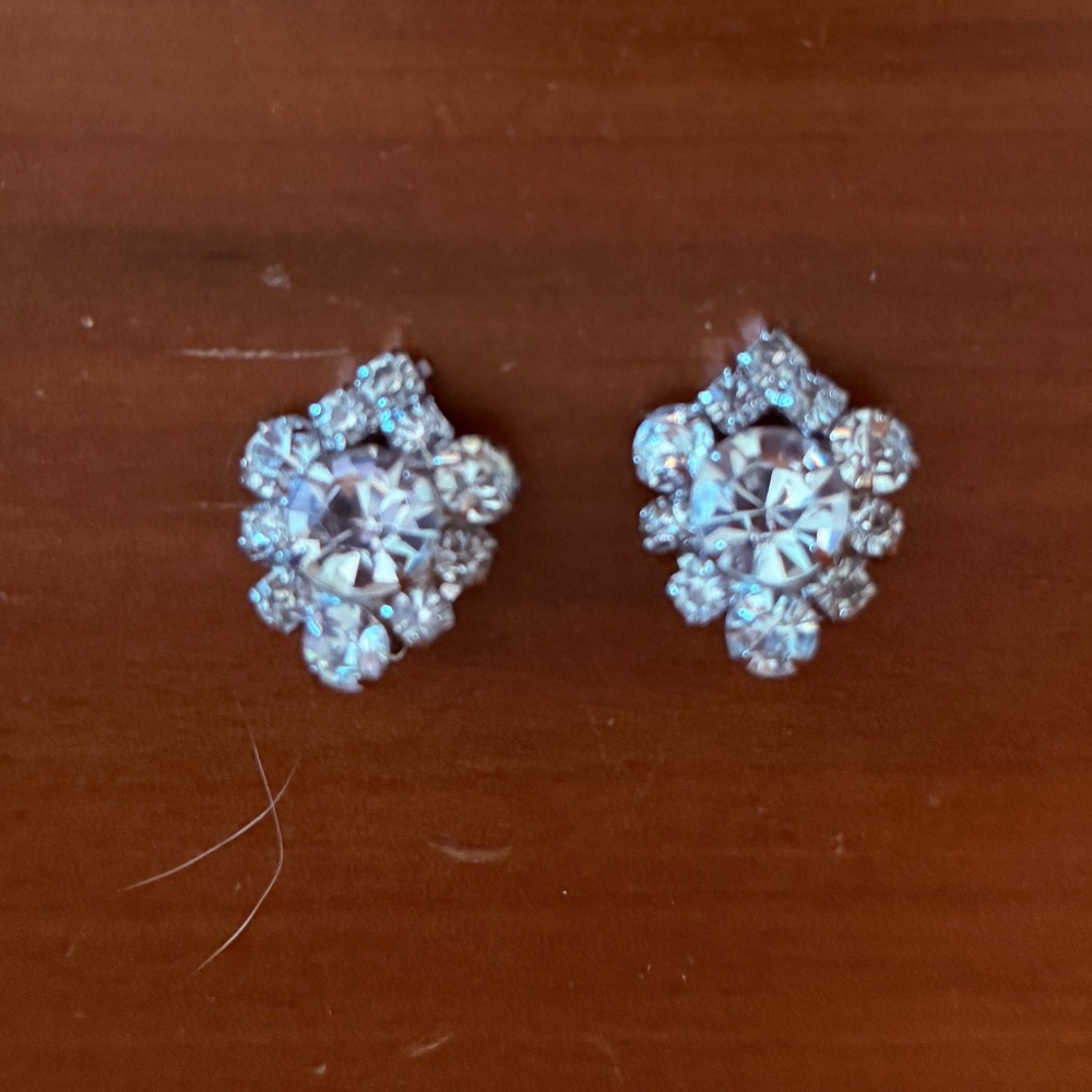 Vtg. Crystal Clip-On Cocktail Earrings